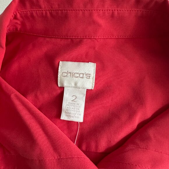 NWT Chico’s Silky Soft Camp Button-Down Shirt Size: 2 (12/14) - Picture 6 of 9